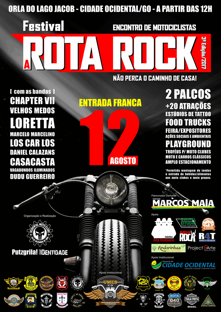 Festival A ROTA ROCK - 3ª Edição - Encontro de Motociclistas